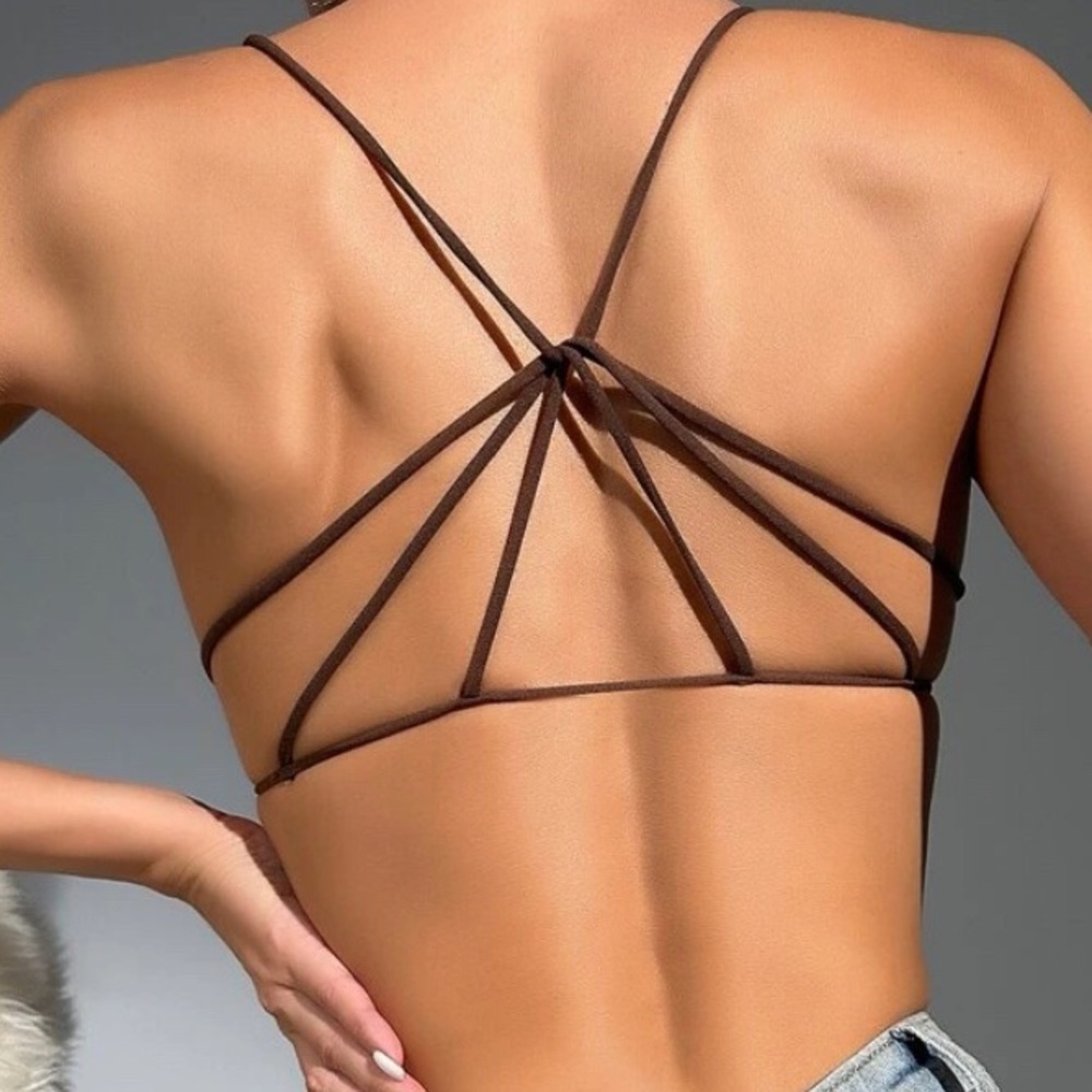 ✨3for$38  New Coffee Brown Seamless Strappy Bralette